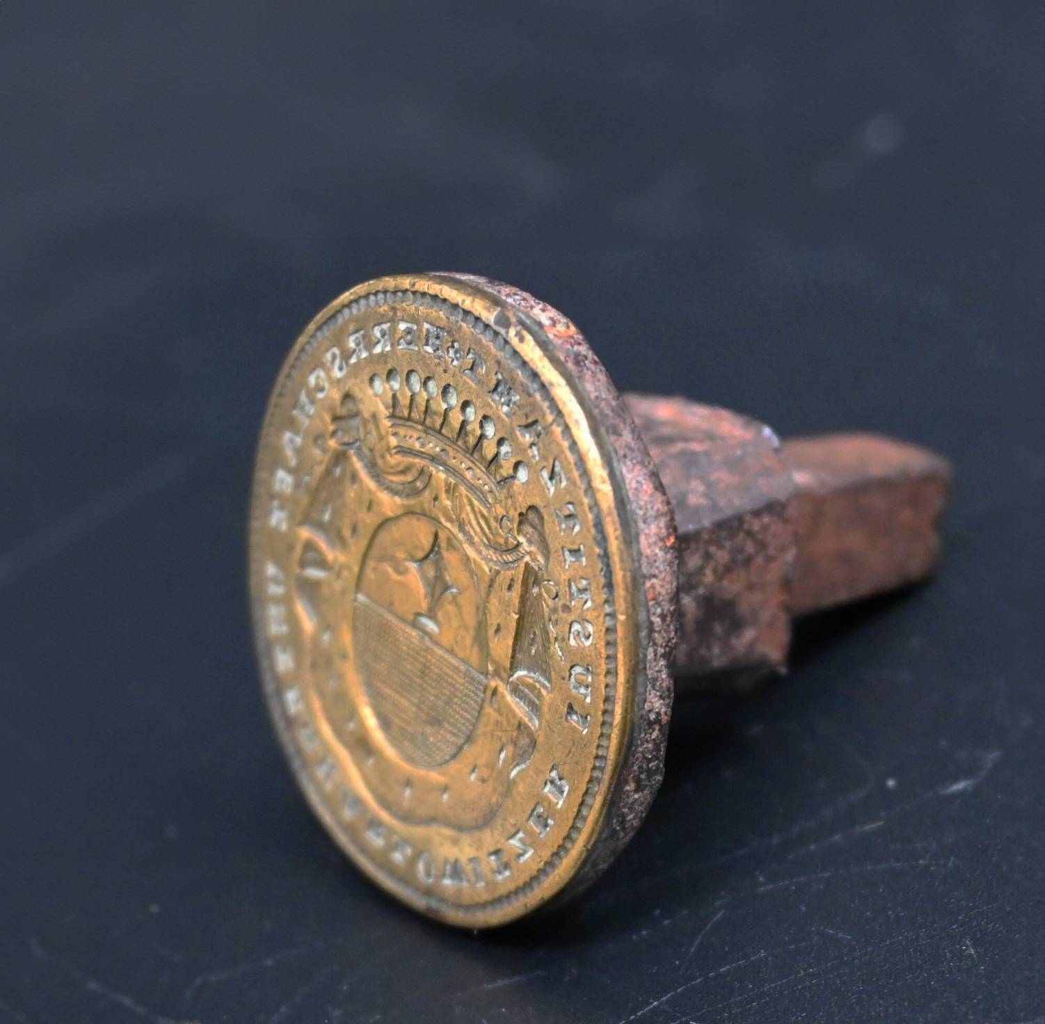Ancient brass seal with emblem